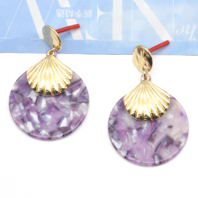 2021 USA Trendy gold alloy shell abstract boutique glam acetate round drop earrings